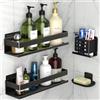 YESENT Mensola doccia in lega di alluminio nero, set da 4 pezzi, scaffale portaoggetti per bagno spesso e robusto, portaspazzolino a parete