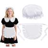 Cosysparks Maid Costume per Ragazze, 2 Pezzi Maid Dress Bianco con Cameriera Mezzo Grembiule e Cappello Bambini Fantasia Abito Costumi per la Cucina Festa Favorisce Halloween Cosplay
