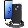 FERLAN Custodia per Samsung Galaxy S9 Plus Cover con Cordino,Nero Silicone Antiurto TPU Morbido Case Corda Collana Necklace Regolabile Stylish con Catena Ultra Sottile Cover per Samsung Galaxy S9 Plus,Nero