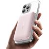 Baseus MagSafe Power Bank da 10.000 mAh, Ricarica Wireless ultraveloce da 15 W certificata Qi2, Ricarica Tramite Cavo PD da 22,5 W, Batteria Esterna Portatile per iPhone 16/15/14/13/12, Rosa Stellato