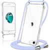 Coiwxmoi Cover per iPhone 7/8/SE2020/2022 con Cordino 4,7,Trasparente Custodia con Laccio Tracolla Corda Catena Cinghia,Ultra Morbido Silicone TPU Antiurto Case per iPhone 8, Viola