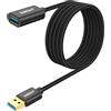 SUNGUY Cavo Prolunga USB 3.0, 3 Metri 5Gbps Maschio a Femmina per Chiavetta, Hub, Lettore di Schede, Tastiera, Stampante, Scanner, Fotocamera - Nero