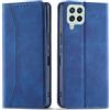 OKZone Cover per Samsung Galaxy A22 4G, Custodia Flip Pelle Portafoglio Magnetica Libro [Slot Schede], Silicone TPU Bumper Wallet Supporto Cover, Antiurto [Kickstand] (Blu)