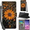 PHINIENLAND Cover per Samsung Galaxy S10 Plus custodia portafoglio Crisantemo | 3 scomparti carte, 1 tasca banconote, Chiusura magnetica, Supporto, Pelle PU flip cover per Samsung S10 Plus
