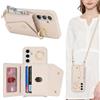 Lipvina Custodia per Samsung Galaxy A54 con cordino, scomparto per carte di credito, chiusura lampo, portafoglio donna, telefono, regolabile, custodia con anello, per donne - bianco
