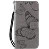 DENDICO Cover per Huawei Y6 2018, Pelle Portafoglio Custodia per Huawei Y6 2018 Custodia a Libro con Funzione di appoggio e Porta Carte di Credito, Modello di Farfalla - Grigio