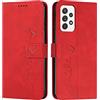 EATCYE Cover per Samsung Galaxy A53 5G, Flip Libro Libretto Custodia in Pelle PU per Samsung Galaxy A53 5G [Protezione Completa] [Slot per Scheda] [Funzione di Supporto] (#Rosso)