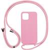 PuYu Zhe Cover con Cordino compatibile con iPhone 12 Mini,Cellulare Girocollo Custodia con Corda Silicone Case TPU Bumper Regolabile Necklace laccio Shell-Rosa