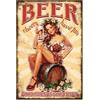 GLOBLELAND Targa in metallo vintage pin up lady 12x8 Pollici con birra, divertente, decorazione artistica da parete per casa, bar, caffetterie, club