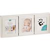 GLOREX 6 8070 413 - Set creativo per la mano e l'impronta del bambino, con cornice per 3 immagini, tampone d'inchiostro atossico e carta, come regalo per la nascita