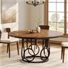 Tribesigns Tavolo da Pranzo Rotondo 119 cm in Legno con Base in Metallo per 4-6 Persone, per Sala, Cucina, Soggiorno (colore