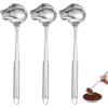 QINGYIWL 3 Pezzi Mestolo Acciaio Inox Lunghezza 30 cm Cucchiaio per Salsa a Becco d'anatra con Inclinazione Set di Cucchiai da Minestra per Ketchup, Salsa al Peperoncino, Salse, Zuppe e Altro Argento