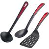 Westmark Set di Utensili da Cucina, 3 Pezzi, 1 Paletta, 1 Cucchiaio per Friggere e 1 Mestolo per Zuppe, Plastica, Gallant, Nero/Rosso, 295622E6