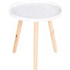 HOMCOM Tavolino da Salotto Moderno Rotondo, Tavolino da Caffè con Bordo Rialzato e Tre Gambe, per Camera e Soggiorno, in Legno Bianco e Oro
