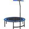 SPORTNOW Trampolino Fitness Ø145 cm con Manubrio Regolabile su 5 Posizioni, 36 Molle Bungee e Capacità 150 kg, Blu | Aosom Italy