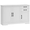 HOMCOM Credenza Buffet da cucina con 3 porte, 2 cassetti e ripiano regolabile, 120 x 38 x 79 cm, Bianco | Aosom Italy
