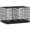 PawHut Gabbia per Uccelli con Divisore 4 Mangiatoie 4 Posatoi Vassoio Estraibile per Pappagalli Canarini Parrocchetti 76x46x46 cm Nero | Aosom Italy