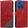 XINNI Cover per Motorola Edge 50 Neo Custodia, Cellulare Libro Antiurto Flip Pelle PU/TPU, Portafoglio Flip Magnetica Case, Rosso