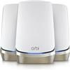 NETGEAR Orbi WiFi 6 Quad Band (RBKE963), WiFi 6 Mesh Router + 2 Satelliti, Copre 800 m2, 200 Dispositivi, Velocità Fino a 10.8 Gbps, Bianco
