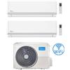 Midea Climatizzatore Condizionatore Midea Elegance R32 WiFi Dual Split 18000 + 18000 BTU con U.E. M4OE-28HFN8-Q INVERTER Classe A++/A+