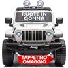 Mondial Toys Auto Elettrica per Bambini Jeep Wrangler Rubicon 12V Macchina a Batteria con Telecomando Sedile in Pelle 2 Posti Bianco Ruote in Gomma Tappetino Omaggio
