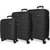MOVOM Galaxy Set di valigie nere 55/68/78 cm rigida ABS chiusura a combinazione laterale 221L 10,54 kg 4 ruote doppie bagaglio a mano, Nero, Set di valigie
