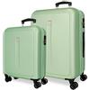 ROLL ROAD Cambogia Borse da viaggio, Verde, 46x65x28 cm, Set 2 valigie