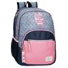 Pepe Jeans Joumma Bags - Zaino da scuola, blu e rosa, in poliestere, spallacci regolabili, per un comodo trasporto, vari scomparti, con portachiavi pompon, multicolore, Zaino 46