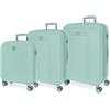 MOVOM Riga Set di valigie turchesi 55/70/80 cm Rigida ABS Chiusura TSA 91L 11,64 kg 4 ruote doppie bagaglio mano, Verde, Taglia unica, Set di valigie