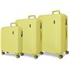 MOVOM Wood Valigia Cabina, Medie, Grandi e Set, Rigida ABS Chiusura TSA, 4 Ruote Doppie Estensibili Bags Bags Bags, giallo, 53 x 78 x 31 cm, Set 3 valigie