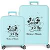 Disney Mickey & Minnie Kisses Set Valigia Turchese 55/70 cm ABS Rigido Chiusura TSA Integrata 88L 6,8 kg 4 Doppie Ruote Bagaglio a Mano