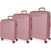 MOVOM Riga Set di valigie rosa 55/70/80 cm Rigida ABS Chiusura TSA 91L 10,88 kg 4 ruote doppie bagaglio mano, Rosa, Taglia unica, Set di valigie