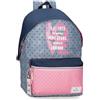 Pepe Jeans Joumma Bags - Zaino da scuola, blu e rosa, in poliestere, spallacci regolabili, per un comodo trasporto, vari scomparti, con portachiavi pompon, multicolore, Zaino 42 adattabile