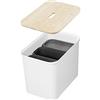 SmartStore Pattumiera riciclata - secchio da cucina grande da 76 l con coperchio in legno, 3 x 13 l, 2 x piccoli coperchi - stabile pattumiera per la cucina - secchio da cucina bianco (lunghezza x