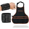 CACUINA Pro Tool grembiule + braccialetto magnetico set per artigiani - attrezzatura da lavoro regolabile con 16 tasche e porta attrezzi magnetico a mani libere, tessuto Oxford impermeabile per