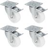 Amig - Set 4 Ruote con Freno | Ø 125 x 38 mm | Ruote Girevoli con Piastra Metallica | Peso Massimo 230 Kg | Per Spostare Mobili Pesanti | Cuscinetti a Rulli | Nucleo in Nylon | Colore Bianco