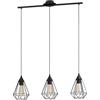 EGLO lampada a sospensione Tarbes nera vintage, lampada a sospensione | da sala da pranzo a tre punti luce in look retrò, lampada a sospensione in acciaio, lampada a sospensione con attacco E27