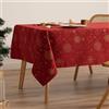 GAMUSI Tovaglia Natale Jacquard Filo Dorato Tavolo Sala da Pranzo Rettangolare Decorazione natalizia 140 x 100 cm Colore Rosso