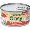 OASY 85 gr Oasy Natury Sfilaccetti di Carne in Brodo di Cottura Alimento Completo Cibo Umido per Gatti Adulti Gusto Pollo con Anatra