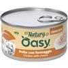 Oasy 85 gr Oasy Natury Sfilaccetti di Carne in Brodo di Cottura Alimento Completo Cibo Umido per Gatti Adulti Gusto Pollo con Formaggio