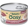 OASY 85 gr Oasy Natury Sfilaccetti di Pesce in Brodo di Cottura Alimento Completo Cibo Umido per Gatti Adulti Gusto Tonnetto con Gamberone Indopacifico