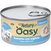 OASY 85 gr Oasy Natury Sfilaccetti di Pesce in Brodo di Cottura Alimento Completo Cibo Umido per Gatti Adulti Gusto Tonnetto con Sogliola