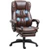 Vinsetto Sedia da Ufficio Massaggiante e Girevole con funzione reclinabile, 68,5x68,5x119-127 cm, Marrone