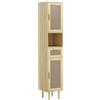 HOMCOM Mobiletto bagno colonna stoccaggio bagno con porte in rattan cassetto 2 armadi 32 x 30 x 170 cm rovere