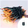 Wisdom Catena di luci Vintage 10 metri da 100 Led Arancione con cavo verde a batteria Wisdom