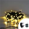 Wisdom Catena di luci Vintage 10 metri da 100 Led Bianco Caldo con cavo verde a batteria Wisdom