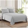 Sweet Home Collection 2068 Thread Count Sheet Soft Egyptian Quality Brushed Microfiber Set di Biancheria da Letto di Lusso Piatto, Lenzuolo con Angoli, 2 federe, Microfibra, Argento, Completo, 4 unità