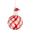 Bizzotto Sfera Festivity con Cappello di Babbo Natale D 80 Mm Vetro Bianco Rosso