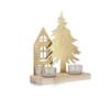 Bizzotto Portacandela di Natale Dwelling 2 Posti Dec. Casetta e Pino H 24 Cm Oro