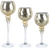 Bizzotto Set 3 Portacandele Creack Calice Natale Oro Argento